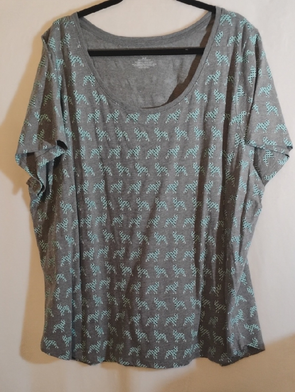 Lane Bryant Gray Tee with Mint Leopard Print